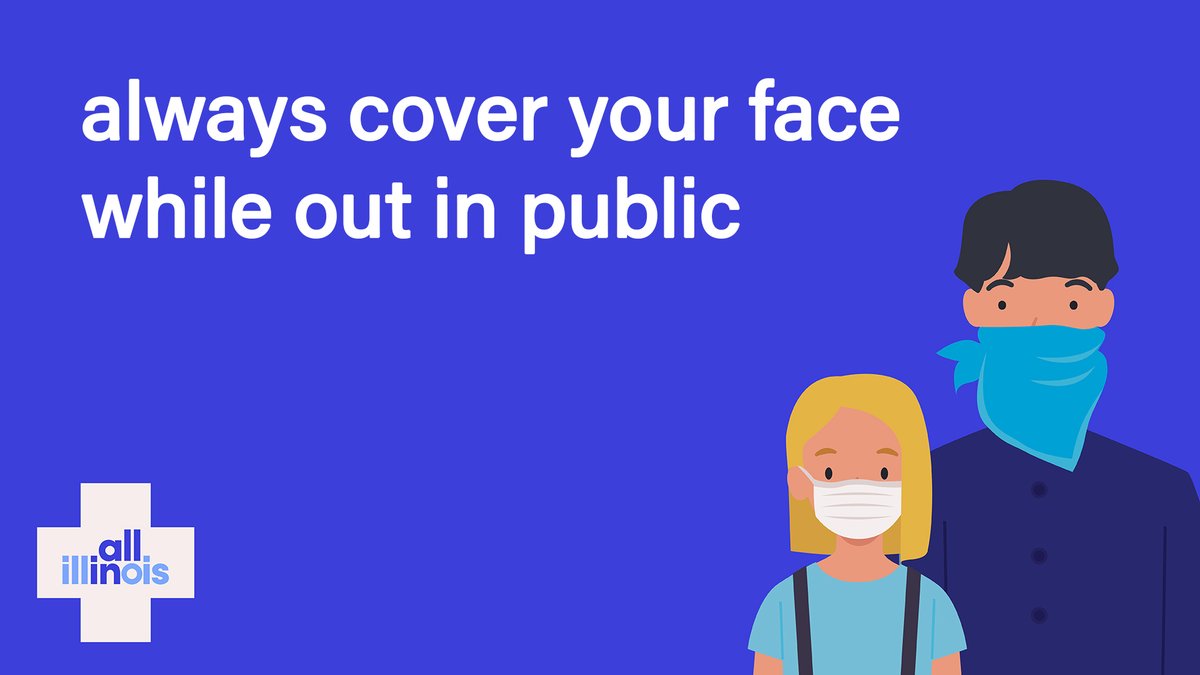 GovPritzker's tweet photo. Covering your face when you leave the house may be the most important thing you can do to save lives. If you're going to the grocery store or to the park, let's all do our part and be #AllInIllinois. https://t.co/OObZKZ4BBj