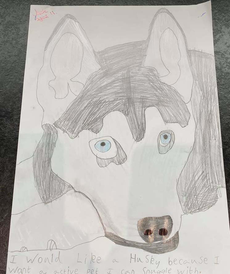 greatyarmouthbc's tweet photo. Today is your last day to submit entries to our #GYTogether campaign! The theme is #pets. But don't worry if you don't have one, you can #draw your dream pet instead!
Jack, age 11, has drawn his dream pet, a #Husky #dog. πΆ
Submit entries here π https://t.co/dhNxj8Su3q #Art https://t.co/eUbqyKEYzo
