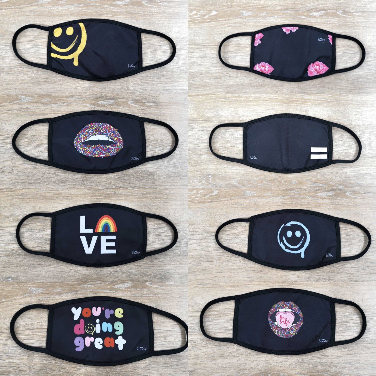 ashleydaly's tweet photo. Buy one and @Be_Candylicious will donate one. Pre-Sale available now! If we have to wear a mask, they might as well be cute and comfy! #soulcandy #Covid_19 #Masks4All #Masks https://t.co/sanpL8eDBG