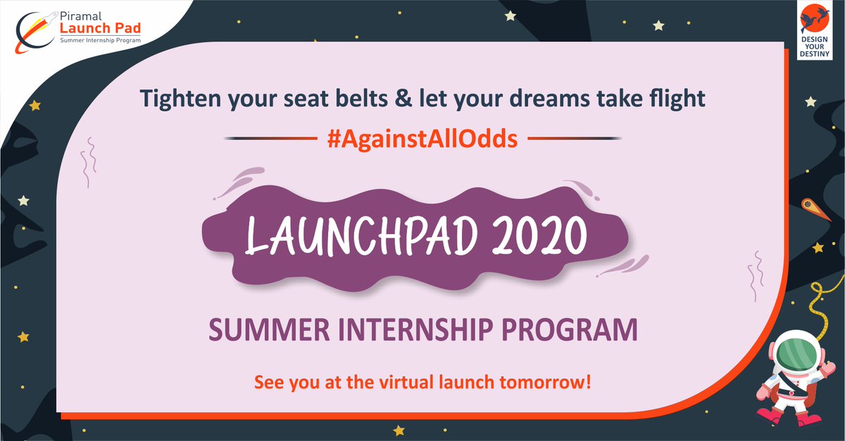 PiramalCareers's tweet photo. Don't forget to catch the live updates from the virtual launch of Piramal #LaunchPad2020 - Summer Internship Program. See you tomorrow! 
.
.
#Piramal #AgainstAllOdds #SeekToGrow #Summerof2020 #SummerInternship  #VirtualInternship  #PiramalCareers https://t.co/pLVDNTkJ1j