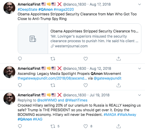 This morning, Trump quote tweeted a QAnon account, along with retweeting QAnon supporter & former congressional candidate DeAnna Lorraine Tesoriero yet again (this is the 5th time he has amplified her).