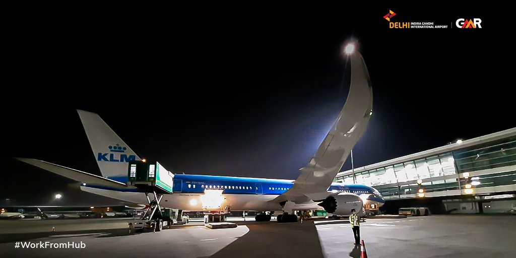 DelhiAirport's tweet photo. #DelhiAirport sees off two repatriation flights: a @KLM flight departing for @Schiphol, #Amsterdam and a @qatarairways flight departing for @HeathrowAirport, #London. #WorkFromHub #StayHome #IndiaFightsCorona https://t.co/Ivfvmc340e
