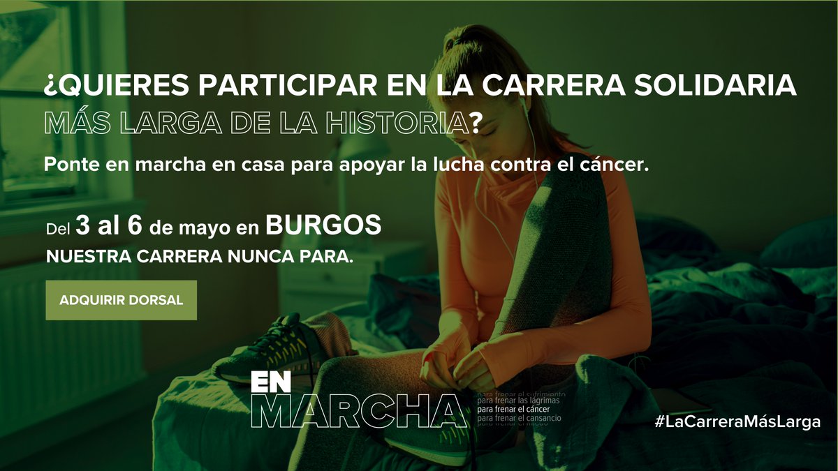 ContraCancerBU's tweet photo. Si ya tienes tu dorsal, sube tu foto corriendo en casa a Facebook o Twitter,  etiquétanos @AECCBurgos  y usa el hashtag #LaCarreraMásLarga https://t.co/BdVB9KRXNM