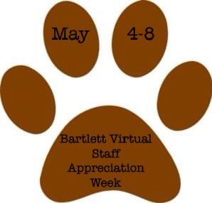 This year staff appreciation week is going virtual. Look out for these creative opportunities to let Bartlett staff know how much we appreciate them and miss them! 📲Mon... leave a message for the staff on the google classroom sites. Check back for daily schedules 
<a href="/SLCSBartlett/">Bartlett Elementary</a>