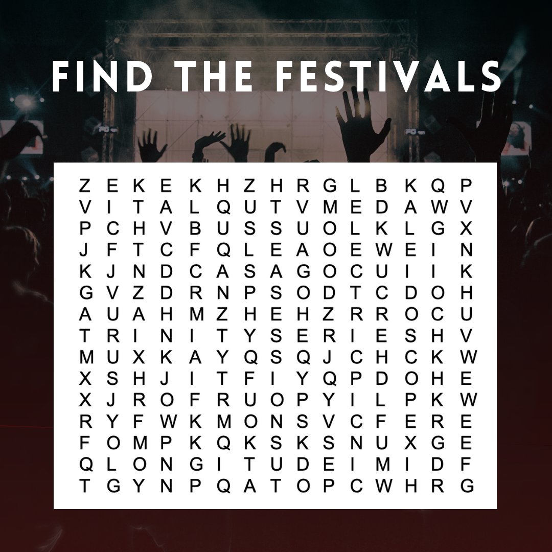 MCD Productions on Twitter: "Here's one for you! Can you find all the  festivals in our special #BankHolidayWeekend word search challenge? 💥  https://t.co/3oaigmj8eg" / Twitter