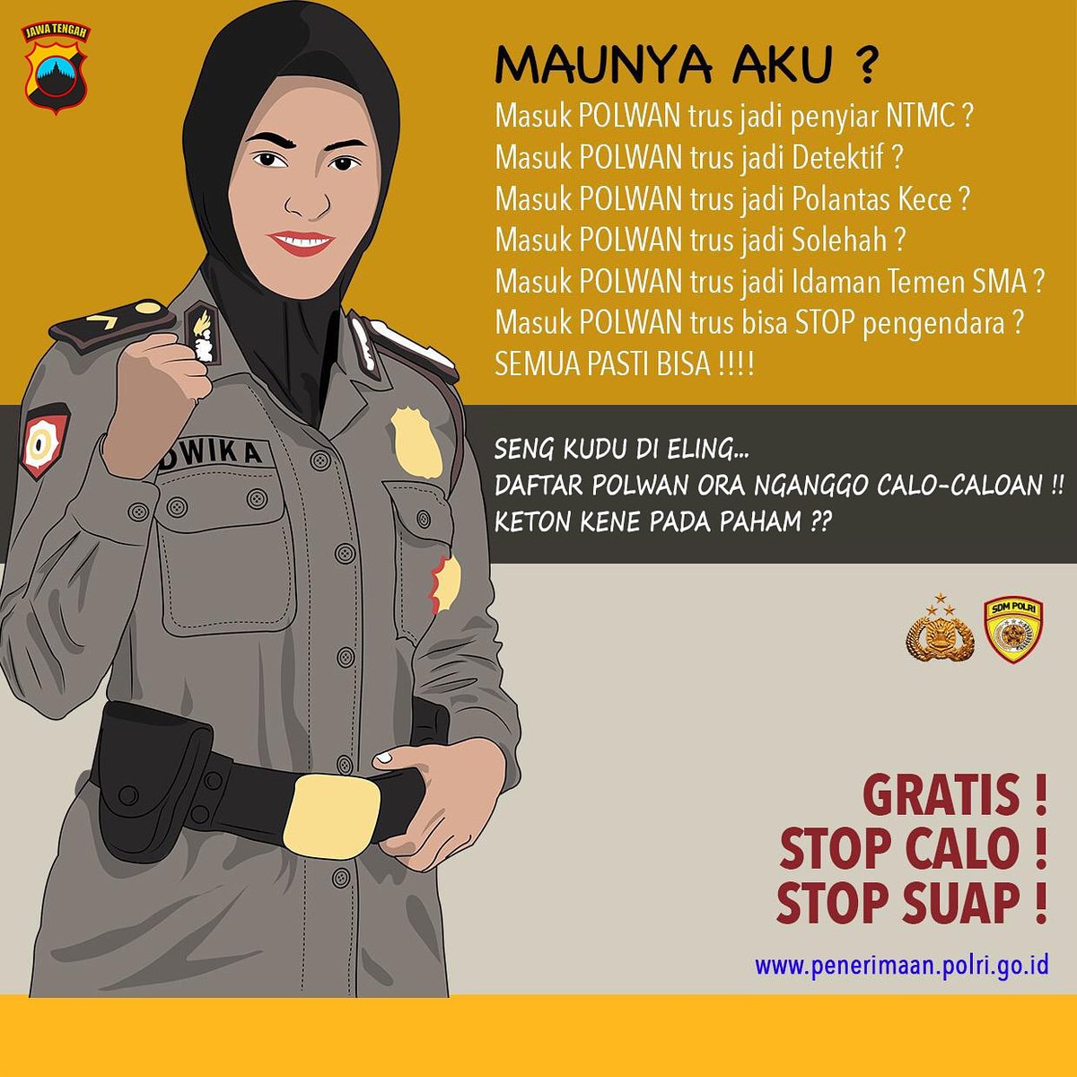 Yakinlah kamu orang bisa girl ... 

“Suatu saat setelah berhasil, kamu akan merasa lebih puas saat melihat usahamu selama ini”
REKRUTMEN POLRI NO KKN !! NO CALO !!

<a href="/rekrutmen_polri/">REKRUTMEN POLRI SSDM</a>
#penerimaanpolri2020