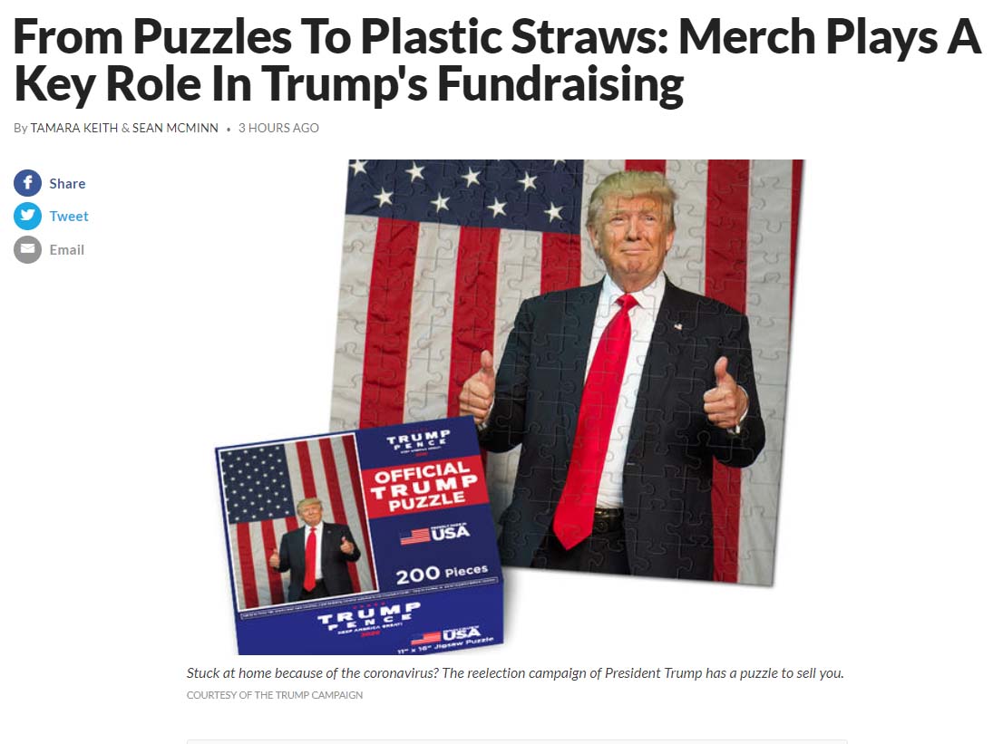 Fearguth's tweet photo. Any respectable jigsaw puzzle has at least 1,000 pieces.  The Trump jigsaw puzzle has only 200 pieces.  "Why so few?" someone might ask.  If you have to ask this question, this puzzle was designed with you in mind.. https://t.co/PdBArvV1UM
