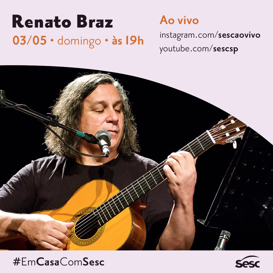 SescIpiranga's tweet photo. Hoje é dia de Renato Braz no #SescAoVivo
Fiquem ligados: A partir de agora as transmissões acontecem somente no https://t.co/ANVUT95XH3 e https://t.co/fmGFe5TcgC
#musica #quarentena #sescsp #lives #emcasacomosesc https://t.co/t7OiAT46H9