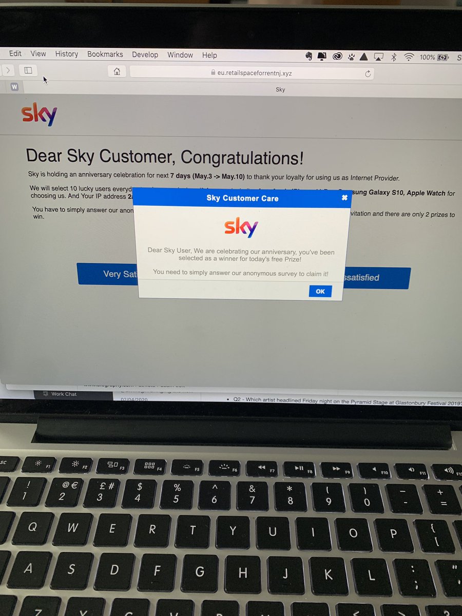 bytobyco's tweet photo. @RadioTimes I’ve been looking at quizzes on your website &amp; after a few minutes is keeps being diverted to what looks like a phishing website with an @SkyUK logo on it! https://t.co/UU6TVPOkdB