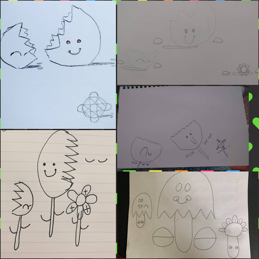 OTimprov's tweet photo. During today's Zoom practice, we took turns describing a simple image, by breaking it down into its component parts, while everyone else tried to recreate the image based only in that description.

#improvinthetimeofcholera #improvpractice #art https://t.co/ix9oITaOUQ