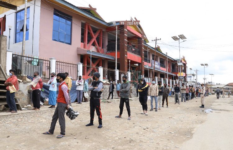 Today under the initiatives of Local MLA and district administration, 5 KGs of rice was distributed for free to around 1200 denizens of Ukhrul town who do not possess ration cards  or voters  cards <a href="/LMKhaute/">LallianMang Khaute, MLA,IPS(retd)</a>, <a href="/ianuragthakur/">Anurag Thakur</a> <a href="/NBirenSingh/">N. Biren Singh</a>