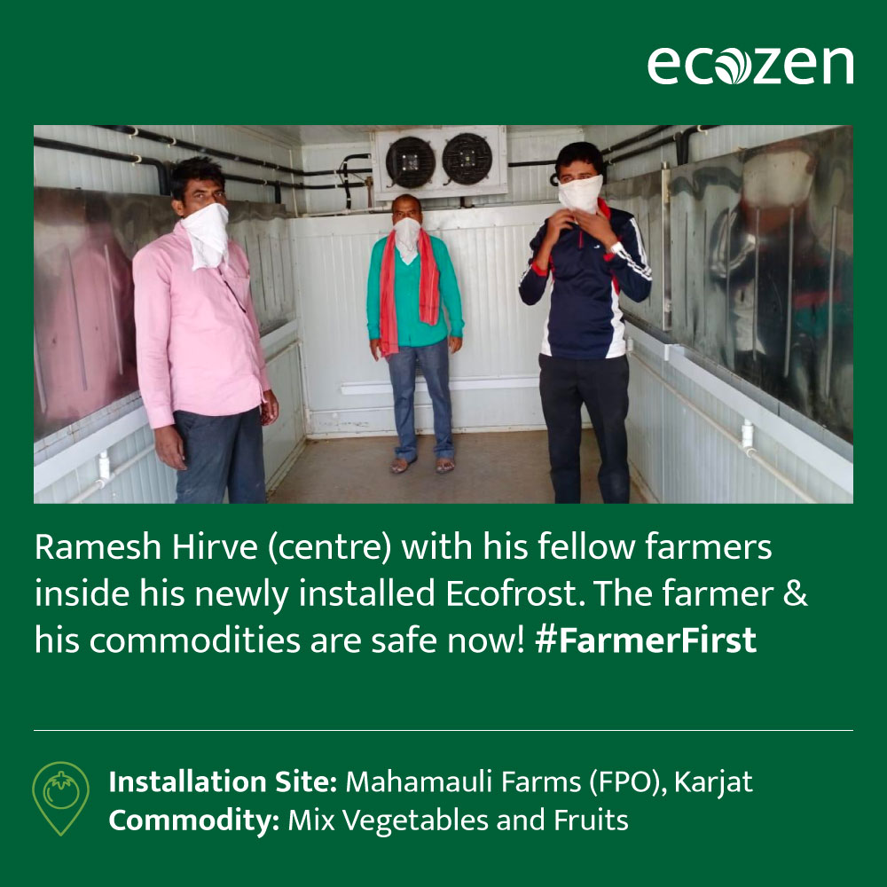 #FarmerFirst 👨‍🌾 We are relieved to know that Mr. Hirve’s commodities are safe now 🍅 He is now self sustainable with the #Ecofrost Solar Cold Room ❄️ We thank respective authorities for support @CMOMaharashtra #DistrictMagistratePune #SDOPune #Maval