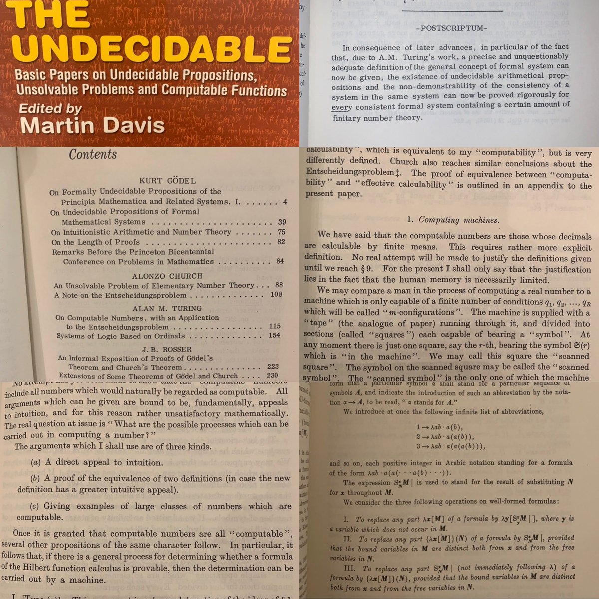 luislamb's tweet image. Beautiful Logic Books: The Undecidable: Martin Davis (ed), 1965. #logic #computability