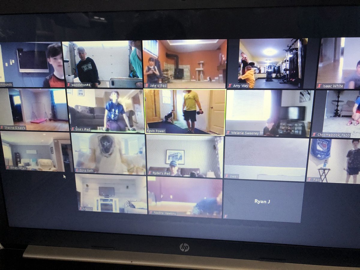 Today Coach <a href="/KevinPowerPhD/">Kevin E. Power</a>  had the boys (and some parents) do a morning workout! We miss our friends but this was a great way to keep connected and conditioned! Thanks Coach!
@PmhaWarriors @HkyNL #teamwork #StayingSafe #StrongerTogether