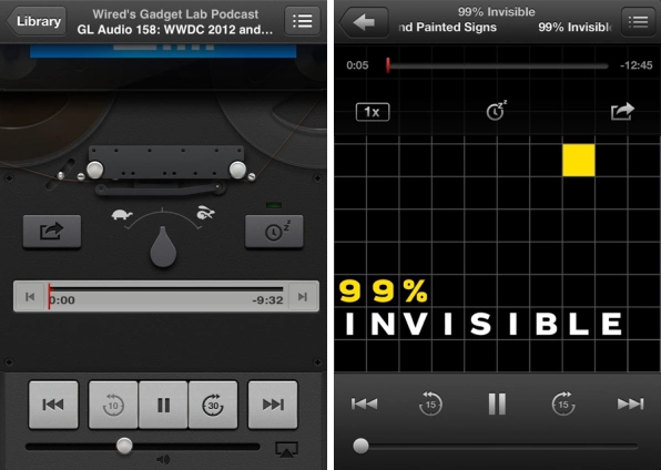 RewoundApp's tweet photo. Let us get this straight... Apple did a skewmorphic stereo reel podcast app but not a skewmorphic iPod music app... 🤔 https://t.co/aIP8KpWyYe