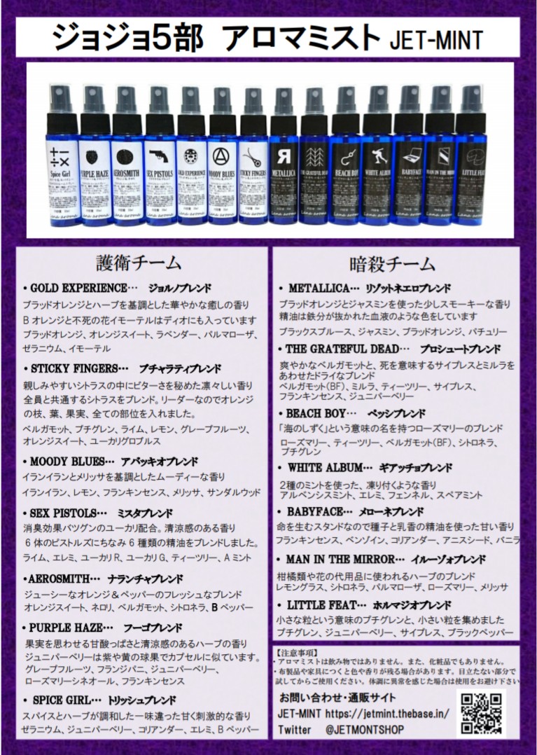 めいめい Jet Mint 9 4 さにわ日和 B22 ジョジョ3部 アロマ紹介 スタープラチナ 空条承太郎 ライムミントのクールな香りです ミントとローズマリーは集中力を高めスピードと正確性がアップします ライム ネロリ ミント メリッサ めいめい Jet Mint 9 4 さにわ日和 B22 ジョジョ3部 アロマ紹介 スタープラチナ 空条承太郎 ライムミントのクールな香りです ミントとローズマリーは集中力を高めスピードと正確性がアップします ライム ネロリ ミント メリッサ