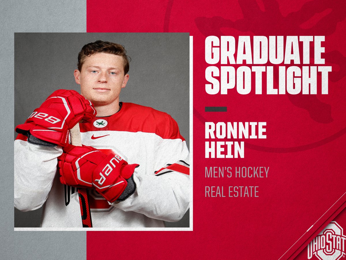 OhioStateMHKY's tweet photo. 🎓 Graduate Spotlight 🎓 

RONNIE HEIN - Chelsea, Mich.

🌰 Team captain
🌰 Part of 2019 B1G championship team &amp; 2018 Frozen Four squad
🌰113 collegiate games played, 61 points (28g, 33a)

#OSUGrad #GoBucks @ronniehein https://t.co/CkFbRb6O13