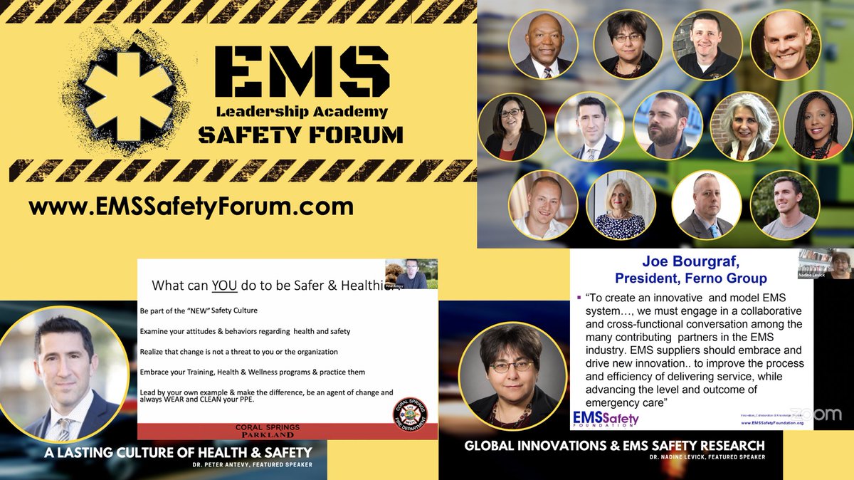 911Leadership's tweet photo. @EMSSafetyFdn @EMS1 @EMSWorldFans @EMSTODAY @jemsconnect @JEFF_EMT @gflores911 @OPSEUAmbDiv @kriskaull @hp_ems Dr. Nadine Levick broke the Internet with her incredible presentation on global safety innovations (140 slides in <40 minutes, it felt like 10 minutes). Our servers crashed &amp; had to be rebuilt. Excited to re-launch Day #2 of the #EMSSafetyForum featuring @EMSSafetyFdn https://t.co/o7gANzaPB2