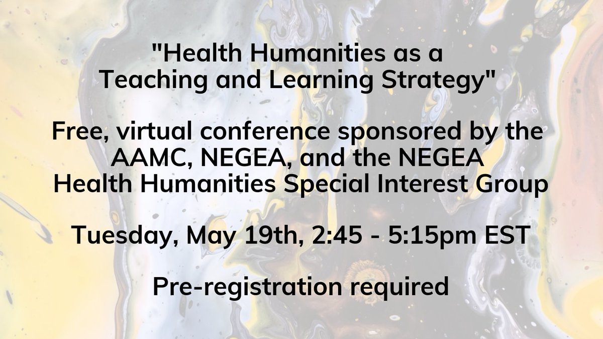 HarvardMacy's tweet photo. Our #HMILeaders faculty @afornari1 is hosting a free virtual conference on Tuesday, May 19th through @TheNEGEA!

"Health Humanities as a Teaching and Learning Strategy" 

@AAMCtoday @whole_patients @myheroistrane @LisaDHowley

Pre-registration required: https://t.co/QvwHvArobz https://t.co/rNF9cDpxK8