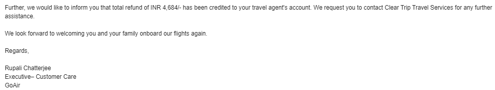 sajitkumar321's tweet photo. @goairlinesindia Thank-You, Hope @Cleartrip sends me my remaining money soon as you described in mail. https://t.co/ydlDV7GDqT
