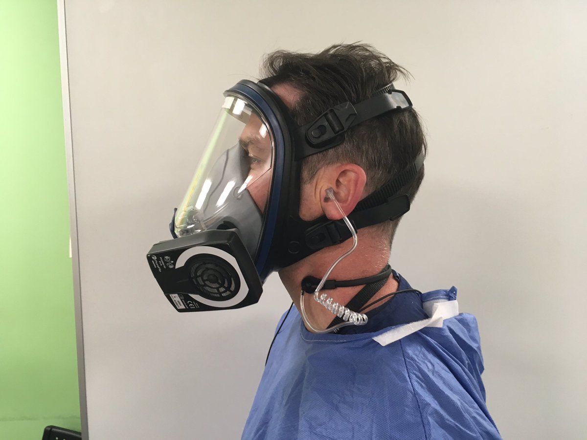 How do you do communication in a respirator? Leicester Mark1 solution is throat mic, earpiece, voice amplifier speaker under PPE and plug to phone jack. Would love to share ideas. @RCEMpresident @LLEPnews @LeicInnovation @uniofleicester @UoLCVS @Projectpitlane