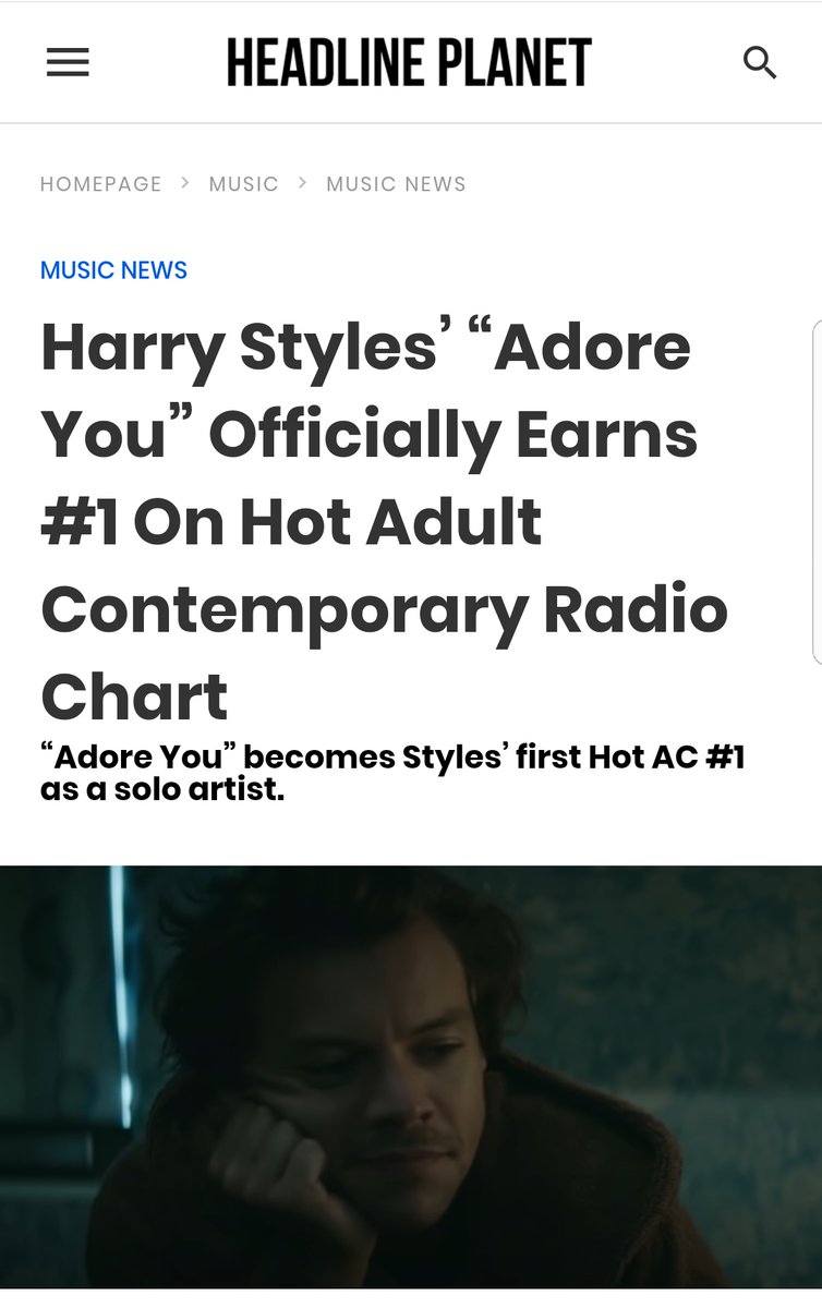 -"Adore You" has officialy reached #1 on HAC on radio FIVE months after its release! It also reached #1 on pop radio previously this year. -bonus- an article about harry having the biggest debut week in the US for a british male in Nielsen history.