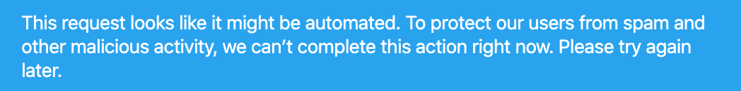 This request looks like it might be automated. To protect our users from spam and other malicious activity, we can’t complete this action right now. Please try again later.