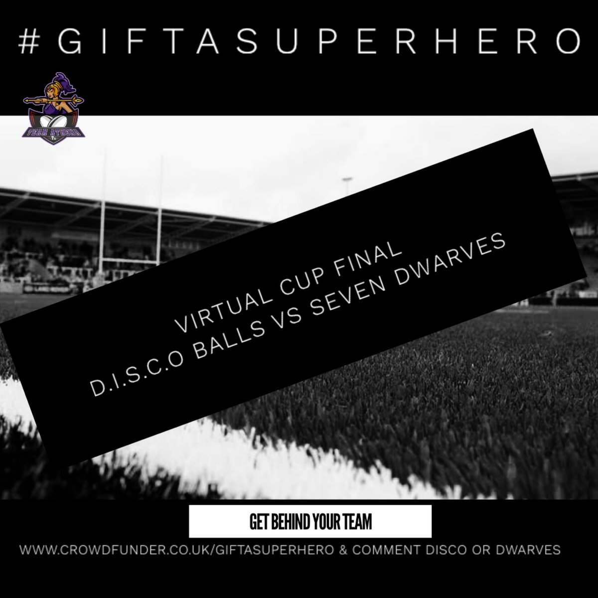 TeamAthena7s's tweet photo. KO 1830hrs - #Giftasuperhero Virtual Cup Final @DISCOBALLSRUGBY Vs @sevendwarves7s Extra ‘Skill Points’ up for grabs! https://t.co/GHL7FpYE5S &amp; Comment Disco or Dwarves to get behind your team! https://t.co/3z7niIOlvc