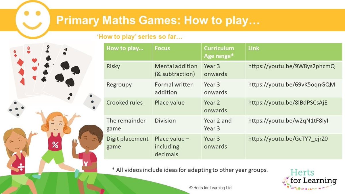 🎉NEW #MathsGameMonday 🎉youtu.be/D9mb4-Sq0Js Race to twenty is a fantastic game for KS1. It helps pupils increase their fluency w/ number bonds &amp; addition of single digit numbers. Adaptable for KS2 by changing value of the counters to 100 (Race to 2000), 0.1 (Race to 2) etc.