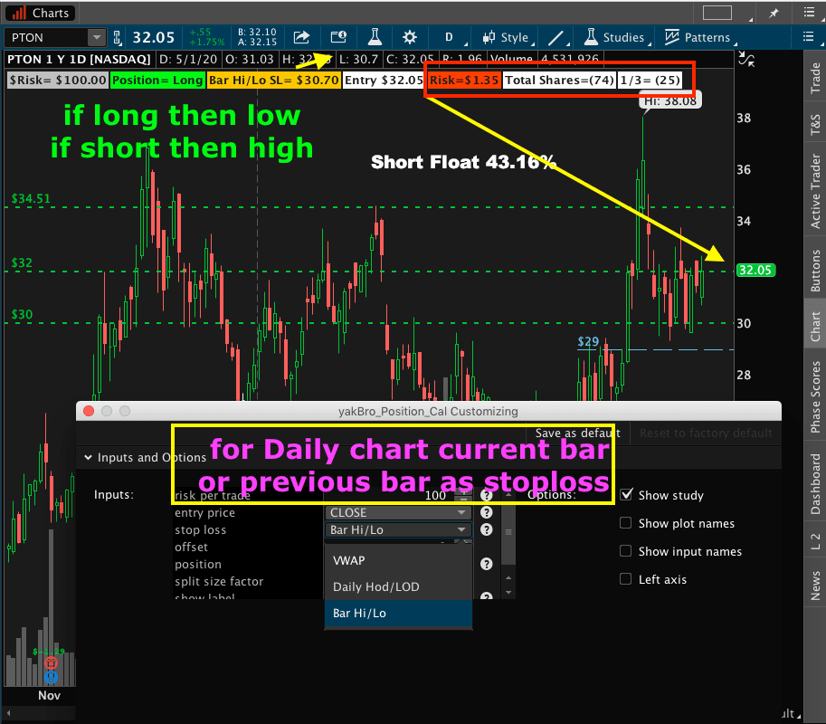 yakbrodev's tweet image. ultimate position position Calculator for TOS
for intraday: stop as (hod, lod, vwap , current bar, previous bar) 
daily Chart: stop as high/low of ( current bar or previous bar)

Will be Free! if: 
100+ likes &amp;amp; 100+ retweets 
OR giveaway to a (random retweets person  )