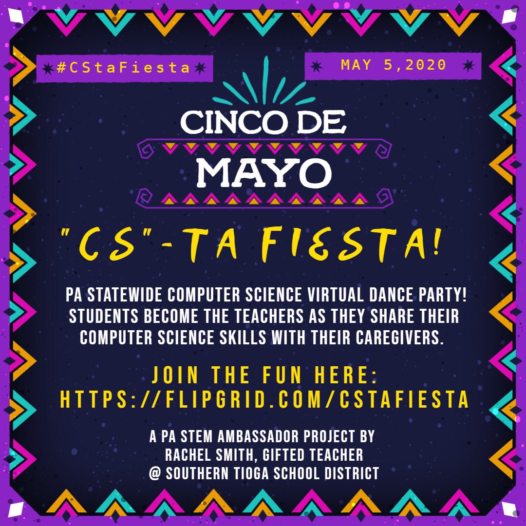 Rachel Smith (@msengineersmith) on Twitter photo This Tuesday!! #CStaFiesta #paSTEMambassador <a href="/PSAYDN/">PA Statewide Afterschool/Youth Development Network</a> <a href="/PADeptofEd/">PA Department of Education</a> @GovernorTomWolf This Tuesday!! #CStaFiesta #paSTEMambassador <a href="/PSAYDN/">PA Statewide Afterschool/Youth Development Network</a> <a href="/PADeptofEd/">PA Department of Education</a> @GovernorTomWolf