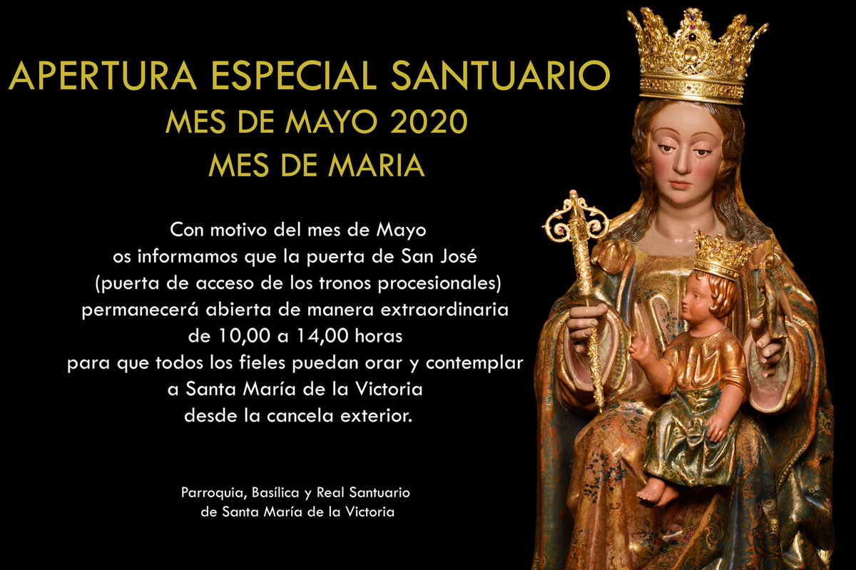 COMUNICADO PARROQUIAL Debido al importante número de personas que visitan a Santa Maria de la Victoria, ampliamos el horario de apertura de la puerta de San José hasta las 21,00 horas.
