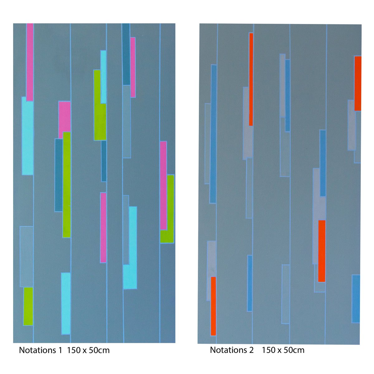 #artistsupportpledge Notations 1(pink) Notations 2(red) H150 x W50cm £200 each acrylic on panel plus pp.  I am loosing the will to live it seems impossible to post anything tall and slim twitter has cropped them! Pls DM for formation