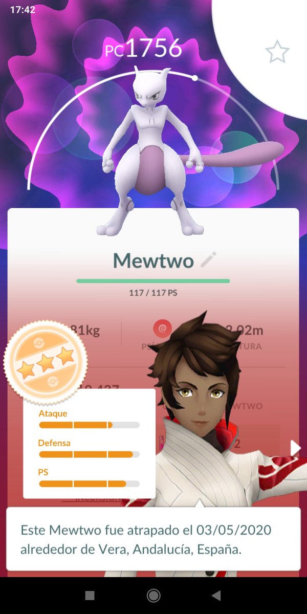 VeraPokemon's tweet photo. @Marrocovera La cuenta desde la que se han realizado las fotos no ha obtenido un Mewtwo digno de aparecer en la sección de noticias. https://t.co/Kdt0yaFUMP