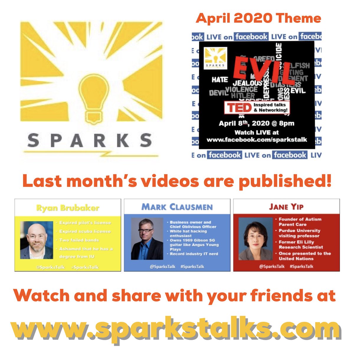 Sparks has published the videos from last months event. Check them out and share them with your friends. Don’t miss our May event LIVE on Facebook at 8pm on Wednesday 5/13. 

sparkstalk.com/topics/sparks-…