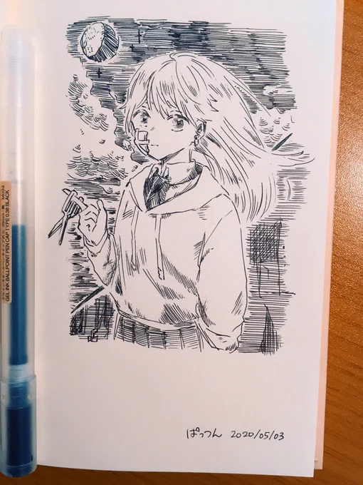 #一発描き出来たらかっこいいなと思ったので描いてみました。 