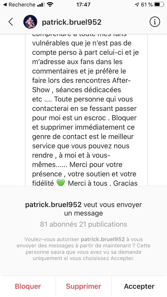 CoacheGabrielle's tweet photo. @PatrickBruel bonjour est ce normal ce compte Instagram https://t.co/5j9bWUTOBA