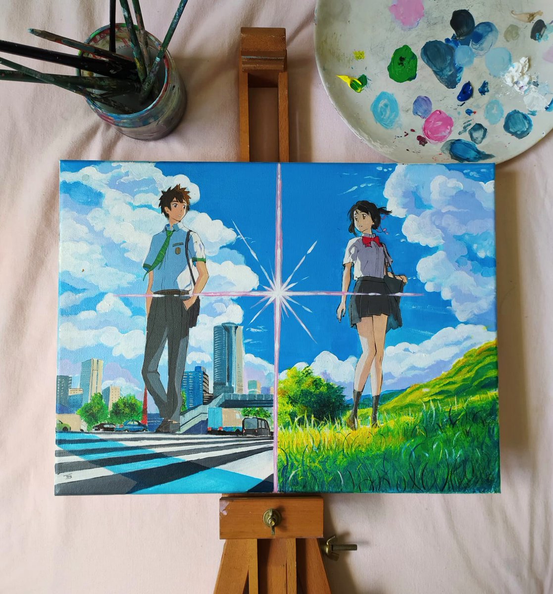 EhjsuisTess's tweet photo. Je viens de passer 15h a essayé de peindre l'affiche de "Your Name"

J'ai enfin fini : https://t.co/PfBNyZbMEA