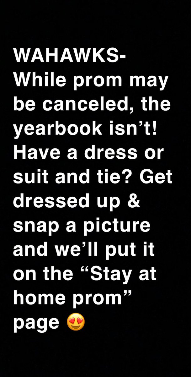 PROM PICS PLEASE 🥰😍- send pics to whsyearbook@waterlooschools.org or Mrs. Hansen!