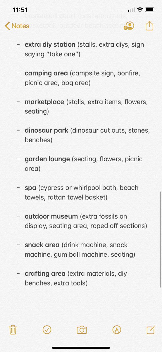 abbyscrossing's tweet photo. i know sometimes we have a hard time trying to figure out what to do with our islands.. so i made a list! here’s a bunch of outdoor area ideas, along with a few items/ideas for each area! 😇🌿 #AnimalCrossingNewHorizons https://t.co/haXvrepSlx