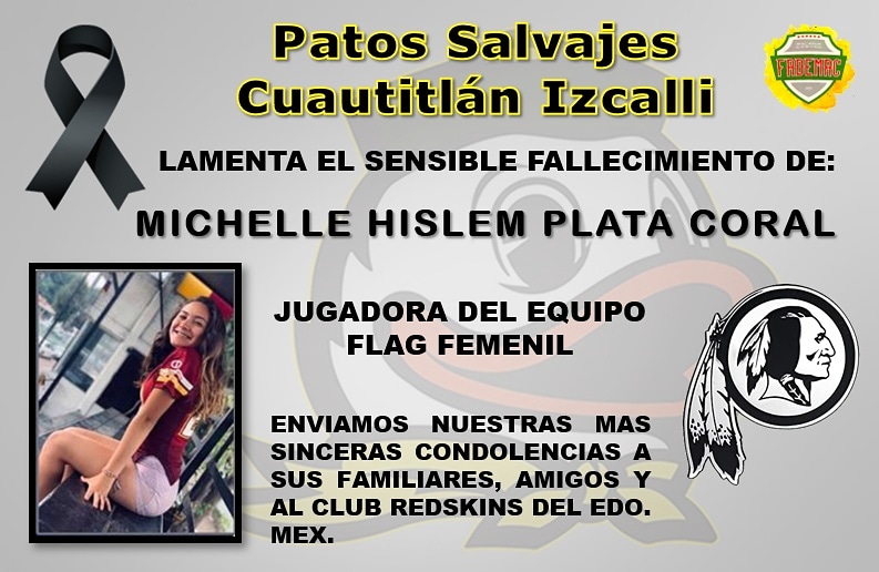 Daggax's tweet photo. Nuestro Club Patos Salvajes Cuautitlán Izcalli Edo. Mex. Se une a la pena que embarga a la Familia Redskins Estado Mexico🦆🏈 https://t.co/9VX45GYEHX