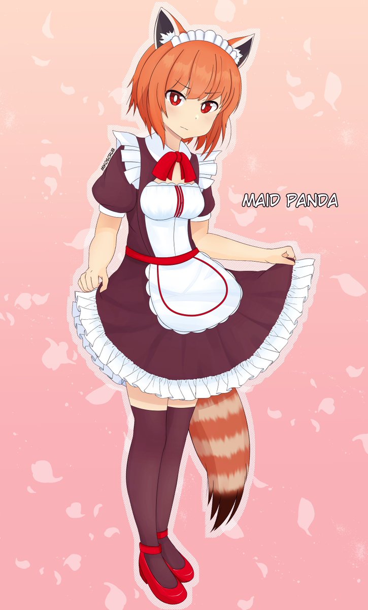 Miko On Twitter Red Panda In A Maid Outfit Finished At An