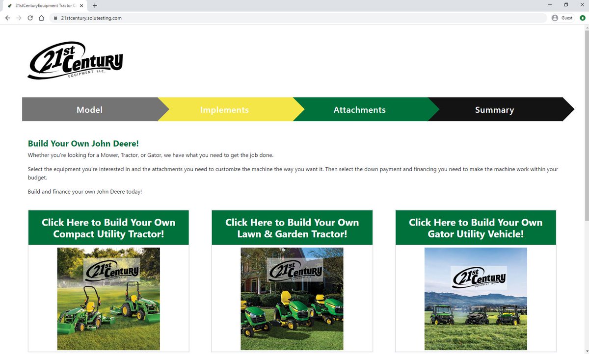 21CenturyEquip's tweet photo. Got your eye on a new tractor, mower, or Gator? Coming Soon a new Build Your Own tool at https://t.co/6HXoPBB9uo See just how affordable a John Deere can be, all from the comfort and safety of home. Build…Price…Work!
#21stSolutions https://t.co/xVayfSIunM