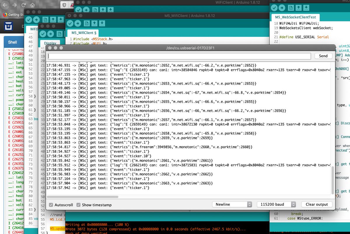 jaxxdotred's tweet photo. Je me faisais toute une montagne de faire un client WebSocket pour causer à l'OVMS, mais y'en a des prémâchés 👍🏻 #M5Stack #WebSockets #OVMS #EV #metrics #Arduino https://t.co/srt3Q53QGq