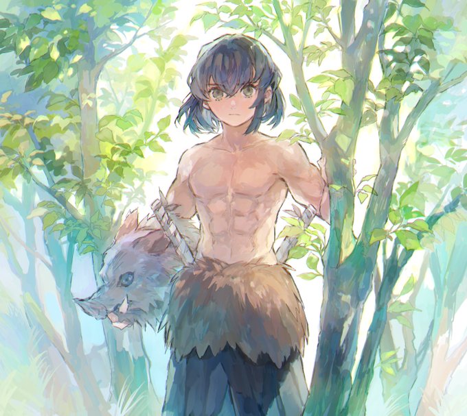 ❄さんがTwitterに投稿した嘴平伊之助(鬼滅の刃)のイラスト。