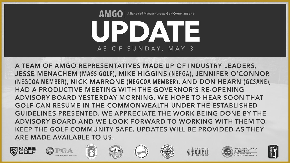 PlayMassGolf's tweet photo. A message from Mass Golf and the Alliance of Massachusetts Golf Organizations.

#MassGolf | #MassGolfFamily https://t.co/Ts6MiUTAlZ