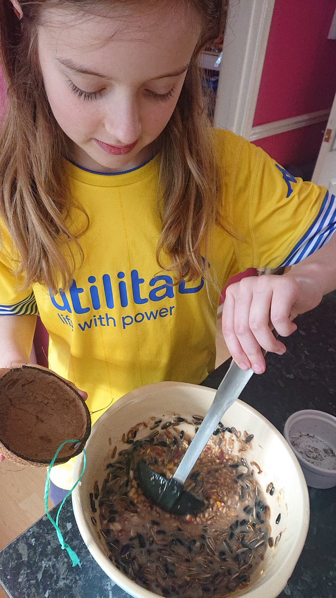 stumpylump's tweet photo. @Holly_1092 starting conservation week early! We have cut up some coconut shells and made some bird feeders using lard, suet, seeds and mealworms. We stuffed a pinecone with the rest. She watered the plants to keep the insects happy too!
@ChestnutOrchar1 @OrchardPrimaryA https://t.co/zYuJusVrVT
