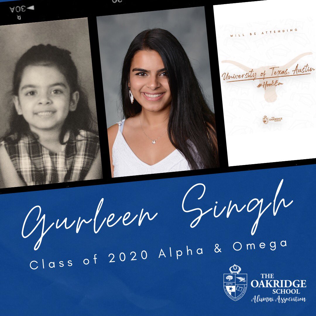 OakridgeAlumni's tweet photo. ⁣⁣#seniorsunday Let’s give a big SHOUTOUT to our Alpha &amp; Omega Owls Gurleen Singh, Emily St. Clair, Mercedes Swinney, and Michael Romo! Well done, and congratulations! So proud of you.⠀⠀
#Classof2020 Welcome to the Alumni Association. Go Owls! @SMU @UTAustin @KnoxCollege1837 https://t.co/5yR4qlH0d7