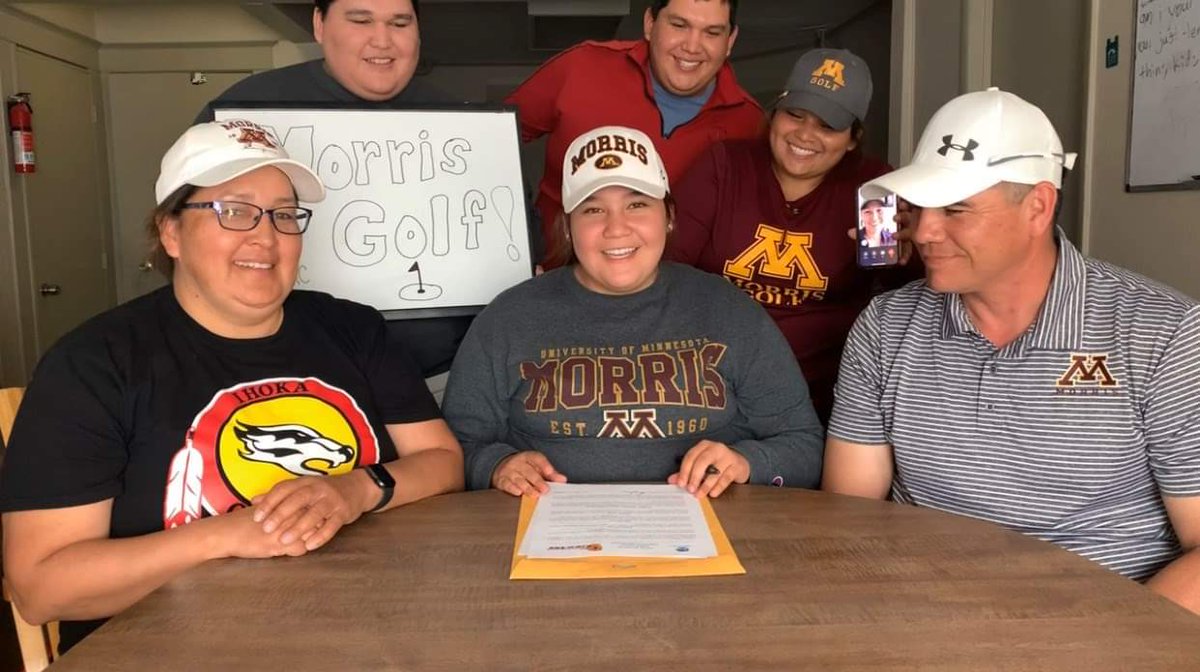 Congrats to Paisley Sierra (Oglala Lakota), out of Red Cloud Indian School, who signed her letter of intent to play Golf for the University of Minnesota Morris.  
#NativePreps #Oglala #Lakota