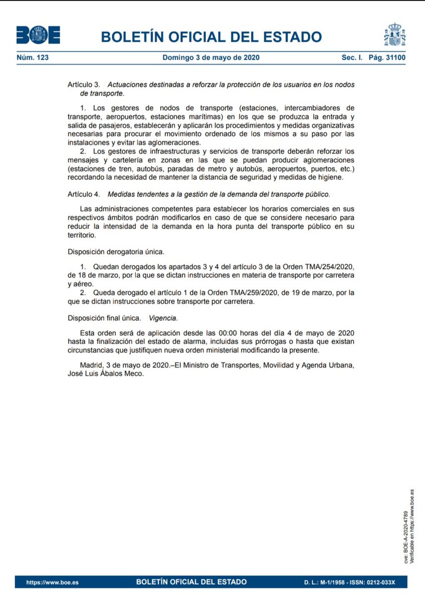 transportesgob's tweet photo. 📢 📑A partir de mañana será obligatorio el uso de mascarillas en el transporte público.
El @boegob publica hoy una #OM donde se fijan los requisitos para garantizar una #movilidad segura conforme al Plan de nueva normalidad.

ℹ️ https://t.co/q89N5JORjN

#EsteVirusLoParamosUnidos https://t.co/ZFmnoGs9HF